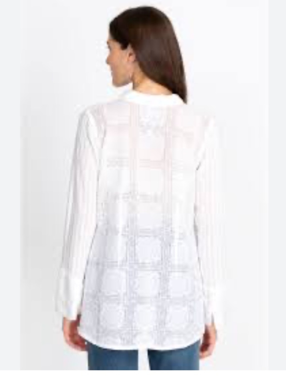 Johnny Was NYX Shirt Off White Mixed Media Blouse Large Coastal Euro Summer NWT - Picture 2 of 16